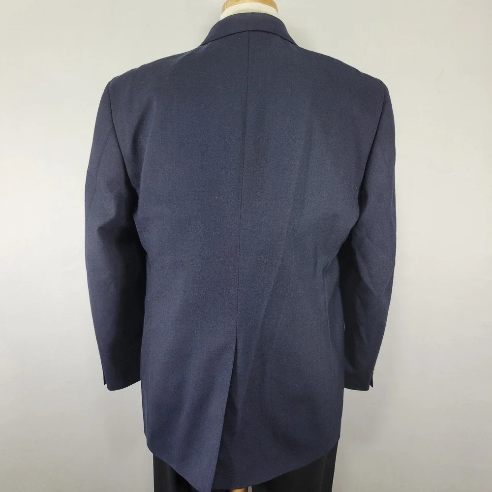 VTG Stafford Men's Sport Coat Blazer Two Button Navy Blue Polyester Wool 42R‎